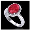 Image 2 : 3 ctw Ruby And VS/SI Diamond Ring 18K White Gold - REF-64X9R - SKU:21112