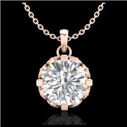 1.50 ctw VS/SI Diamond Solitaire Art Deco Stud Necklace 18K Rose Gold - REF-363K5W - SKU:36846