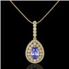Image 2 : 4.47 ctw Tanzanite & Diamond Necklace 14K Yellow Gold - REF-193N5A - SKU:43210