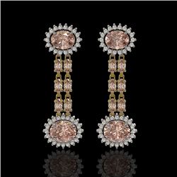 8.35 ctw Morganite & Diamond Earrings 14K Yellow Gold - REF-193M3F - SKU:44296