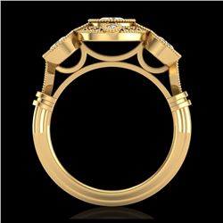 1.51 ctw VS/SI Diamond Solitaire Art Deco 3 Stone Ring 18K Yellow Gold - REF-300M2F - SKU:36988