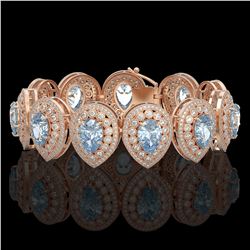 42.94 ctw Aquamarine & Diamond Bracelet 14K Rose Gold - REF-1722K9W - SKU:43266