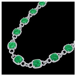 56 ctw Emerald & VS/SI Diamond Eternity Necklace 14K White Gold - REF-960H2M - SKU:23041