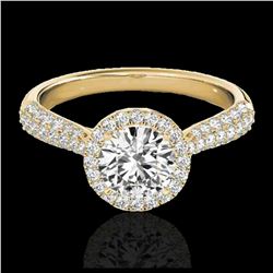 1.40 ctw H-SI/I Diamond Solitaire Halo Ring 10K Yellow Gold - REF-127N8A - SKU:33300