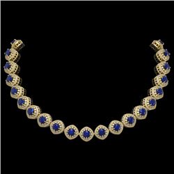 82.17 ctw Sapphire & Diamond Necklace 14K Yellow Gold - REF-1926R9K - SKU:44104