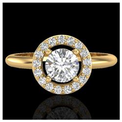 0.75 ctw Halo VS/SI Diamond Ring 18K Yellow Gold - REF-110N7A - SKU:23289