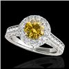 Image 1 : 2.22 ctw SI/I Fancy Intense Yellow Diamond Ring 10K White Gold - REF-340M9F - SKU:33740