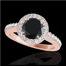 1.65 ctw VS Black Diamond Solitaire Halo Ring 10K Rose Gold - REF-60A3V - SKU:33476