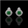 Image 1 : 4.99 ctw Emerald & Diamond Earrings 14K White Gold - REF-128W5H - SKU:44120