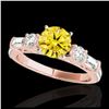 Image 1 : 2 ctw SI/I Fancy Intense Yellow Diamond Ring 10K Rose Gold - REF-166Y4X - SKU:35479