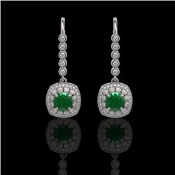 5.1 ctw Emerald & Diamond Earrings 14K White Gold - REF-144V4Y - SKU:44048