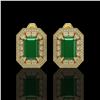 Image 1 : 13.75 ctw Emerald & Diamond Earrings 14K Yellow Gold - REF-266N4A - SKU:43414