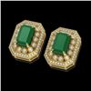 Image 2 : 13.75 ctw Emerald & Diamond Earrings 14K Yellow Gold - REF-266N4A - SKU:43414