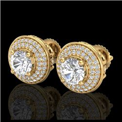2.35 ctw VS/SI Diamond Solitaire Art Deco Stud Earrings 18K Yellow Gold - REF-345X5R - SKU:37258