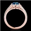 Image 2 : 2.05 2.05 ctw SI Fancy Blue Diamond Halo Ring 10K Rose Gold - REF-197X7R - SKU:34483