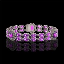 15.62 ctw Amethyst & Diamond Bracelet 14K White Gold - REF-163N3A - SKU:44264