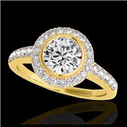1.50 ctw H-SI/I Diamond Solitaire Halo Ring 10K Yellow Gold - REF-218V2Y - SKU:34443