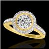 Image 1 : 1.50 ctw H-SI/I Diamond Solitaire Halo Ring 10K Yellow Gold - REF-218V2Y - SKU:34443