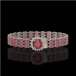 28.56 ctw Tourmaline & Diamond Bracelet 14K White Gold - REF-414V2Y - SKU:45896