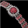 Image 2 : 28.56 ctw Tourmaline & Diamond Bracelet 14K White Gold - REF-414V2Y - SKU:45896