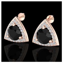 3.50 ctw Black VS/SI Diamond Stud Earrings 14K Rose Gold - REF-136X4R - SKU:20182