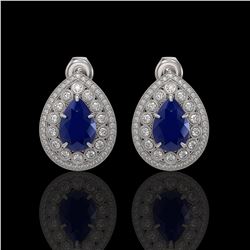 9.74 ctw Sapphire & Diamond Earrings 14K White Gold - REF-247X5R - SKU:43178