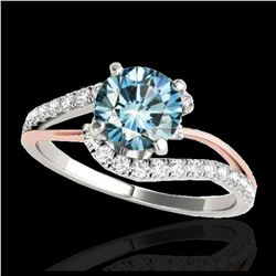 1.35 ctw SI Fancy Blue Diamond Bypass Ring 10K White & Rose Gold - REF-125N5A - SKU:35107
