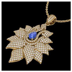 3 ctw Tanzanite & VS/SI Diamond Necklace 18K Yellow Gold - REF-290K9W - SKU:22575