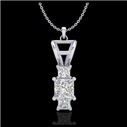 1.54 ctw Princess VS/SI Diamond Art Deco Necklace 18K White Gold - REF-418A2V - SKU:37202