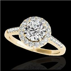 2 ctw H-SI/I Diamond Solitaire Halo Ring 10K Yellow Gold - REF-354N5A - SKU:33492