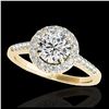 Image 1 : 2 ctw H-SI/I Diamond Solitaire Halo Ring 10K Yellow Gold - REF-354N5A - SKU:33492