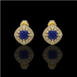 4.99 ctw Sapphire & Diamond Earrings 14K Yellow Gold - REF-117N3A - SKU:44128
