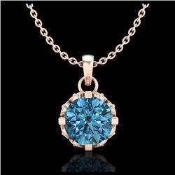 0.85 ctw Fancy Intense Blue Diamond Art Deco Necklace 18K Rose Gold - REF-90X9R - SKU:37370