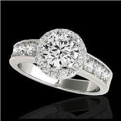 1.85 ctw H-SI/I Diamond Solitaire Halo Ring 10K White Gold - REF-211Y4X - SKU:34531