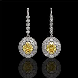 7.65 ctw Canary Citrine & Diamond Earrings 14K White Gold - REF-216M9F - SKU:43616