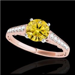 1.35 ctw SI/I Fancy Intense Yellow Diamond Ring 10K Rose Gold - REF-117V3Y - SKU:34915