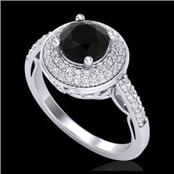1.70 ctw Fancy Black Diamond Art Deco Ring 18K White Gold - REF-143W6H - SKU:38122