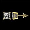 Image 2 : 2 ctw VS/SI Princess Diamond Stud Earrings 10K Yellow Gold - REF-585V2Y - SKU:33096