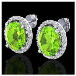 5 ctw Peridot & VS/SI Diamond Earrings 18K White Gold - REF-82V2Y - SKU:21060