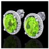 Image 1 : 5 ctw Peridot & VS/SI Diamond Earrings 18K White Gold - REF-82V2Y - SKU:21060