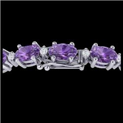 25.8 ctw Amethyst & VS/SI Diamond Eternity Bracelet 10K White Gold - REF-122R9K - SKU:29441