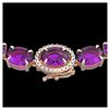 Image 1 : 72 ctw Amethyst & VS/SI Diamond Necklace 14K Rose Gold - REF-281M8F - SKU:23450