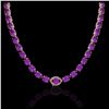 Image 2 : 72 ctw Amethyst & VS/SI Diamond Necklace 14K Rose Gold - REF-281M8F - SKU:23450