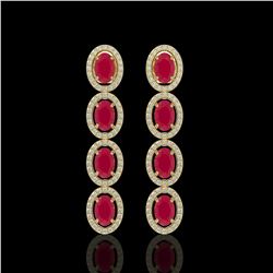 6.47 ctw Ruby & Diamond Halo Earrings Yellow 10K Yellow Gold - REF-125K5W - SKU:40507