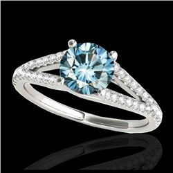 1.25 ctw SI Fancy Blue Diamond Solitaire Ring 10K White Gold - REF-121Y4X - SKU:35307