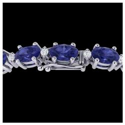 15 ctw Tanzanite & VS/SI Diamond Eternity Bracelet 10K White Gold - REF-119F3N - SKU:21462
