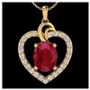 Image 1 : 4 ctw Ruby & VS/SI Diamond Heart Necklace 14K Yellow Gold - REF-81R8K - SKU:20495