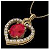 Image 2 : 4 ctw Ruby & VS/SI Diamond Heart Necklace 14K Yellow Gold - REF-81R8K - SKU:20495