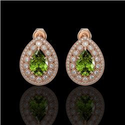 9.54 ctw Tourmaline & Diamond Earrings 14K Rose Gold - REF-225R8K - SKU:43194