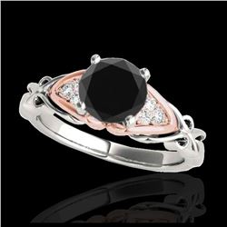 1.35 ctw VS Black Diamond Solitaire Ring 10K White & Rose Gold - REF-41X2R - SKU:35211